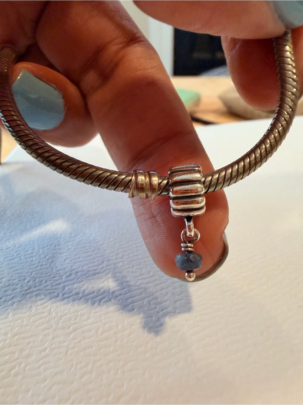 Pandora Silver Sapphire September Birthstone Dangle Charm Bracelet